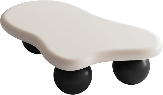 47.2” Cloud Coffee Table with 3 Ball Legs, Modern Irregular Center Table - Image 7