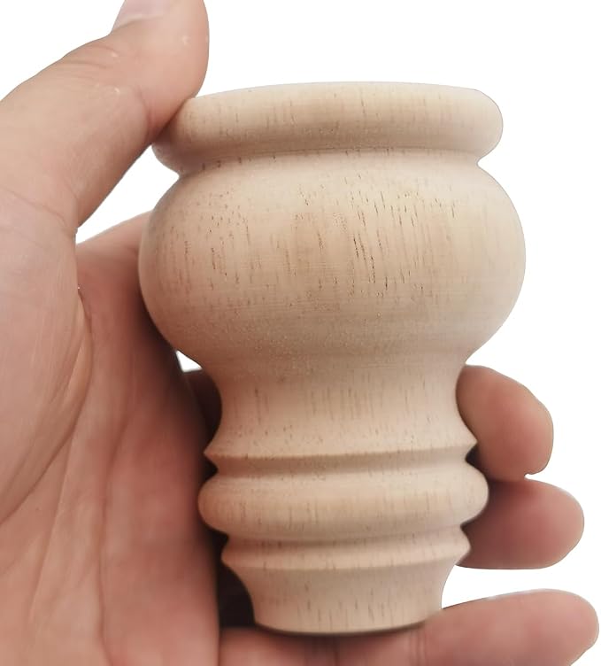 3" Tall Solid Wood Furniture Legs Unfinished Bun Feet - Image 8