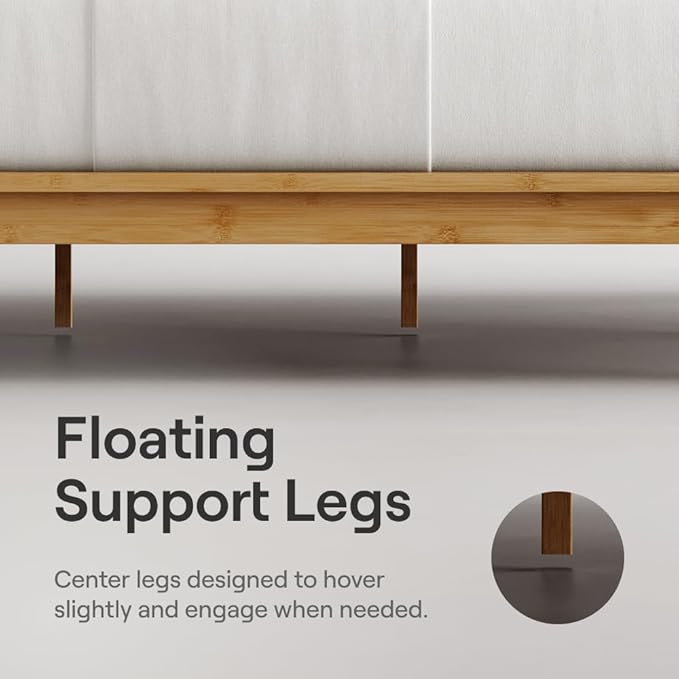 Nectar Bamboo Platform Bed Frame & Upholstered Headboard - Image 3