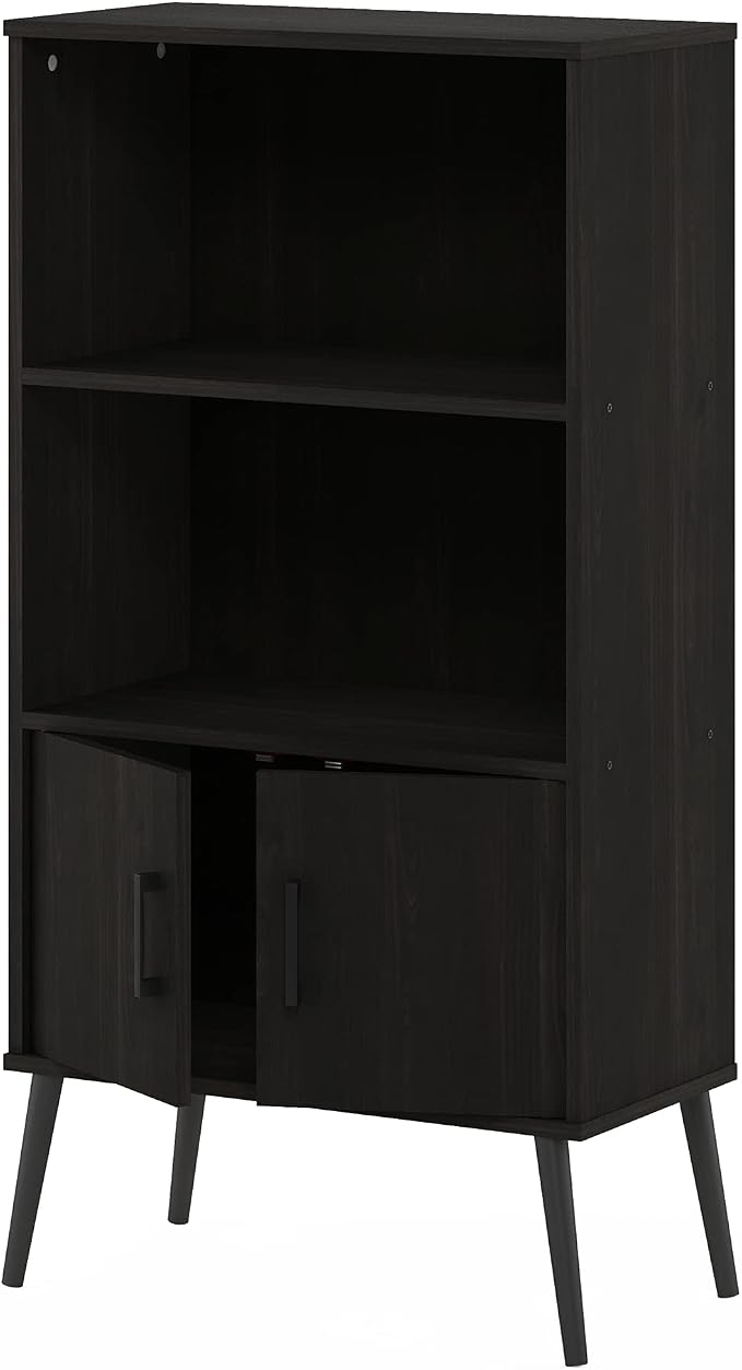 Furinno Claude Mid Century Style Accent Wooden Leg Bookcase Cabinet - Image 7
