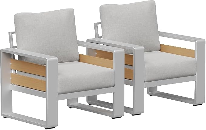 Aoxun Aluminum Outdoor Patio Furniture Set, 2 Seats Metal Sectional Patio by Aoxun
