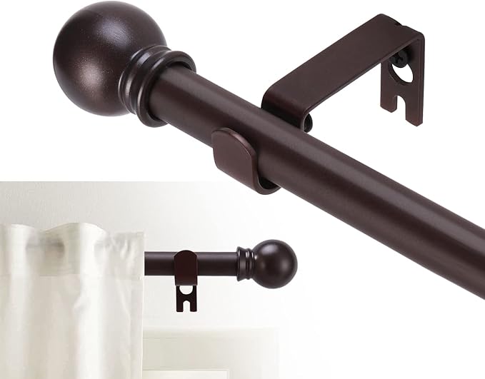 GXOACKJ Curtain Rods for windows 32-62 inch, 5/8 inch Decorative Brown Splicing by GXOACKJ