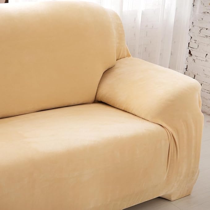 vctops 1-Piece Velvet Plush Stretch Sofa Slipcover - Image 3