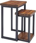 Claremont Rustic Wood Nesting End Tables, Solid Wood and Black-Finished Metal by AlaterreFurniture