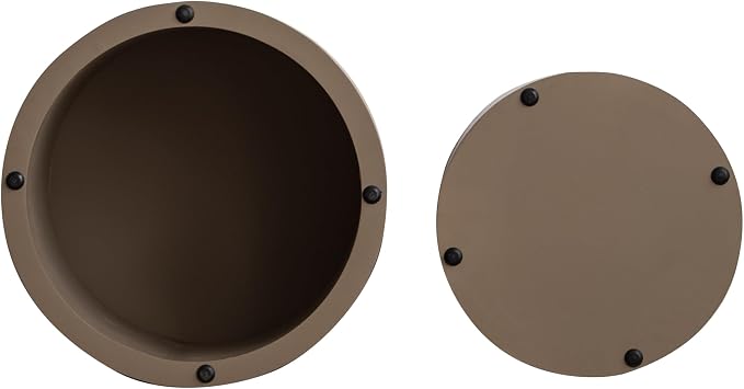 Round Nesting Coffee Table Set of 2, Modern Wooden Circle Burl Accent Tables - Image 6