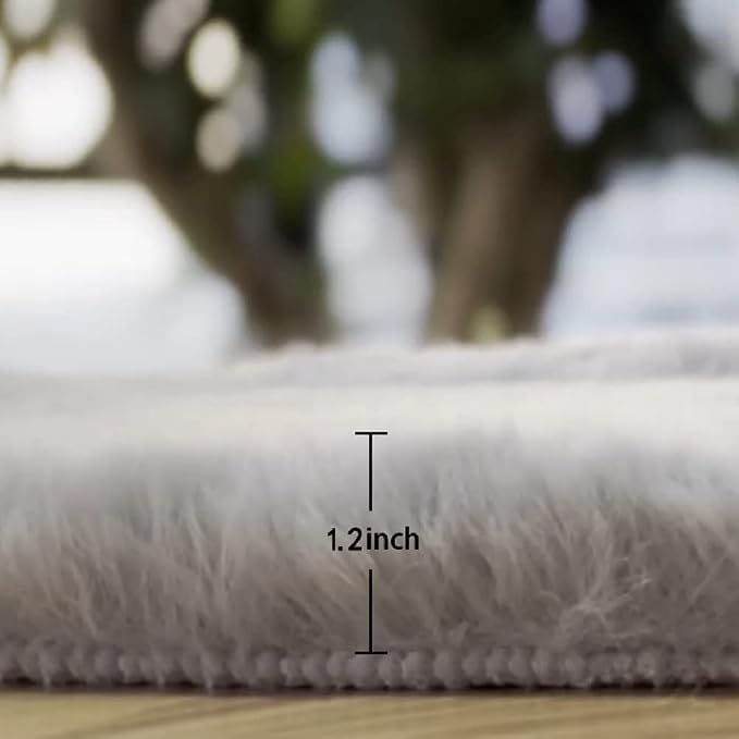 ORINOVA Grey Runner Fuzzy Rug for Bedroom Washable Fluffy Nursery Rugs for - Image 2