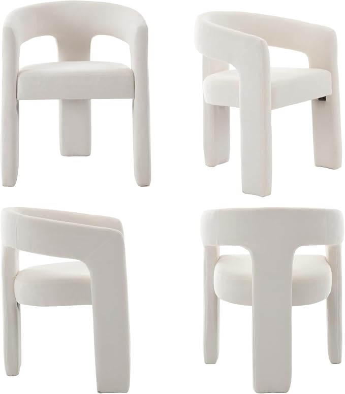 Modern Chenille Dining Chairs Set of 2, Upholstered Barrel Chairs - Image 9