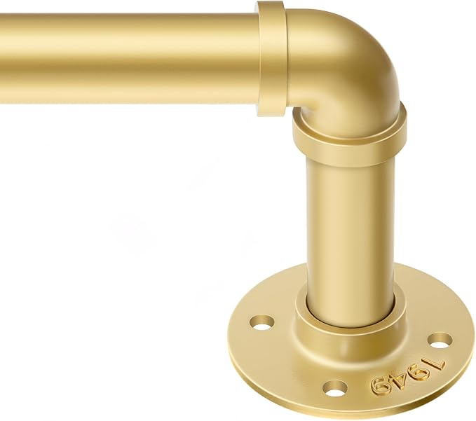 Zeerobee Curtain Rods for Windows 32 to 72, 1 Inch Industrial Wrap Around Gold by zeerobee