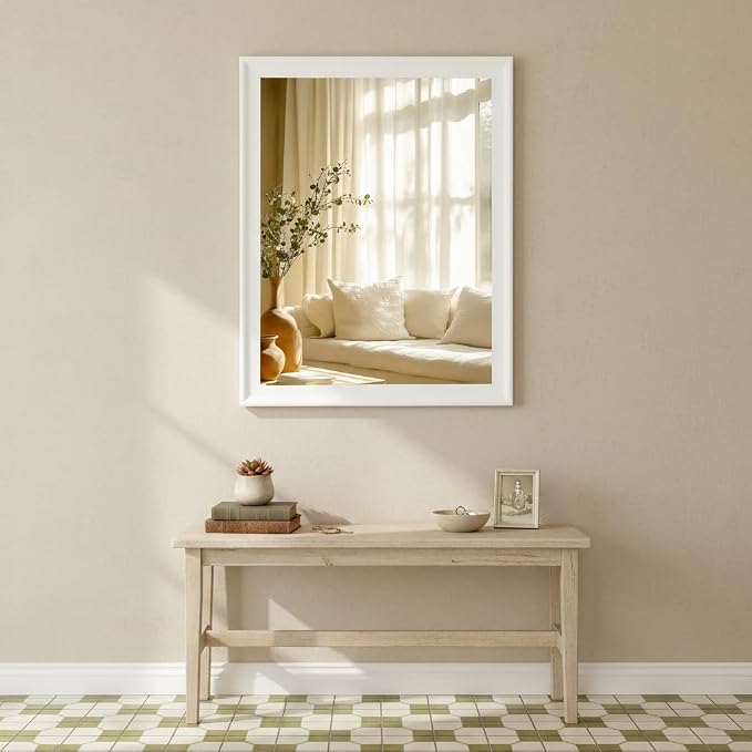 White Mirror for Bathroom, Rectangle Rustic 30 x 36 inch Vanity Mirror for Wall - Image 7