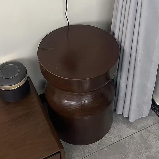 Solid Wood Stool & Sofa Side Table, Rustic Hourglass Wabi-Sabi Accent Coffee - Image 8