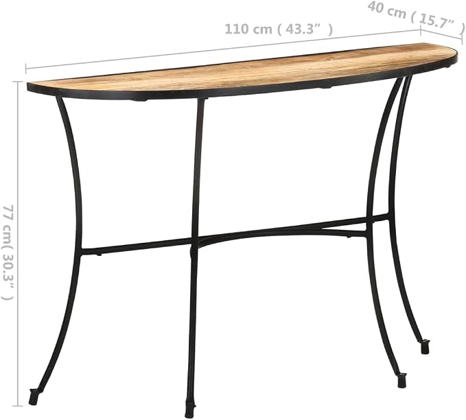 Industrial Style Side Table, Natural Solid Mango Wood, Lacquered Finish - Image 2