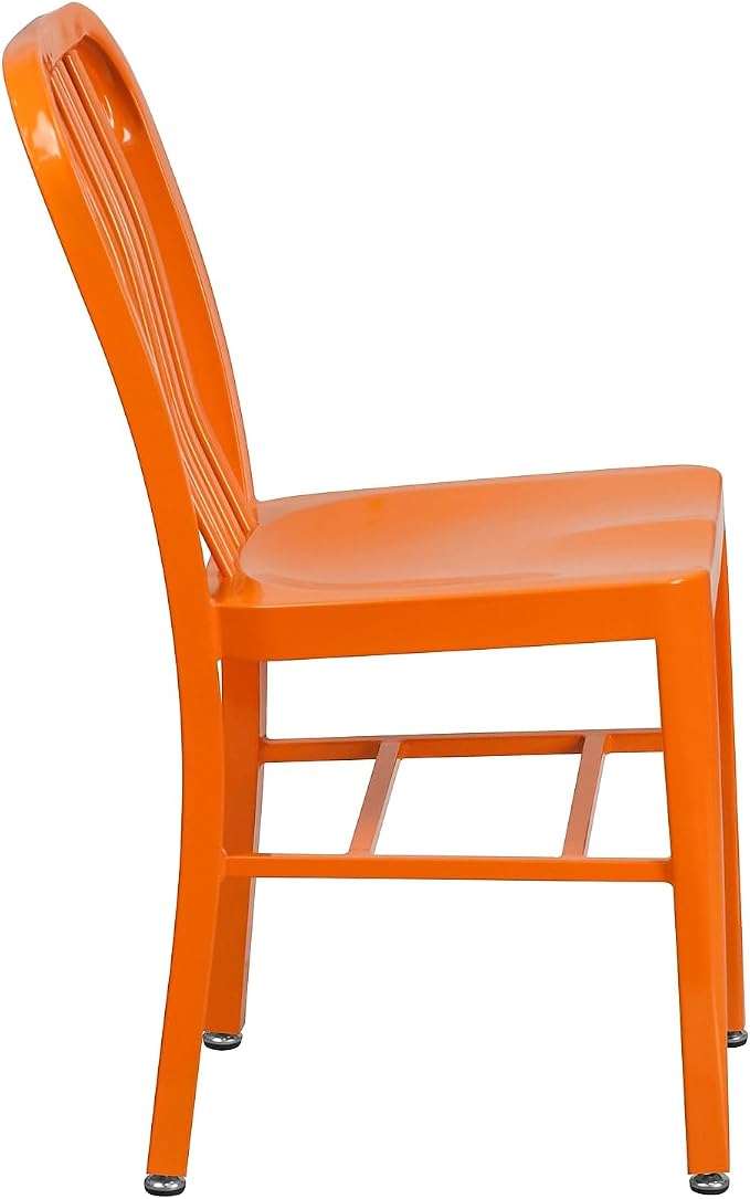Flash Furniture Commercial Grade Orange Metal Indoor-Outdoor Chair - Image 7