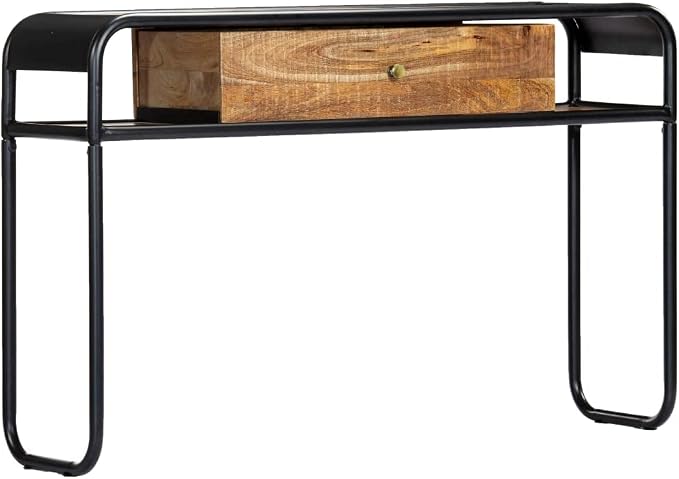 Console Table with 1 Drawer and 2 Compartments, 46.5"x11.8"x29.5" Solid Mango - Image 9