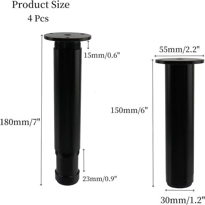 4 PCS Metal Adjustable Furniture Sofa Legs, Heavy Duty Bed Frame Center Slat - Image 2