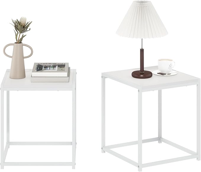 Furinno CAMNUS Side Table Set of 2, Metal Frame End Table, Square Open Frame - Image 4