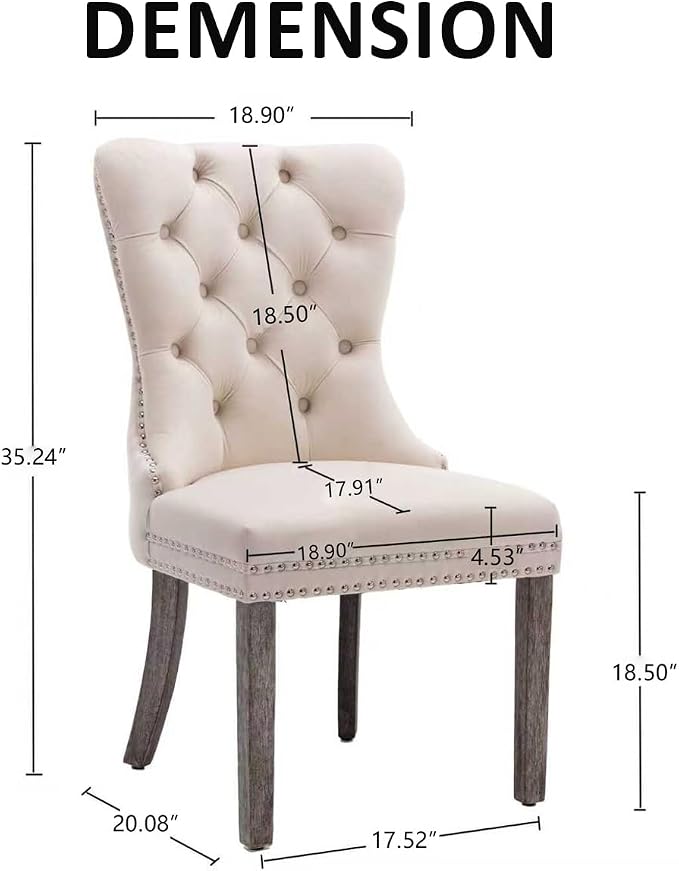 KCC Velvet Dining Chairs Set of 6, Upholstered High-end Tufted Dining Room Chair - Image 3