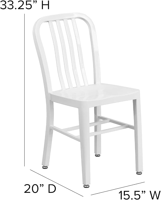 Flash Furniture Gael Commercial Grade 2 Pack White Metal Indoor-Outdoor Chair - Image 3