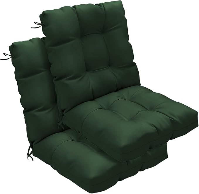 Outdoor Chair Cushions Set of 2, High Back Soft Seat Pad by zanwuhwyd