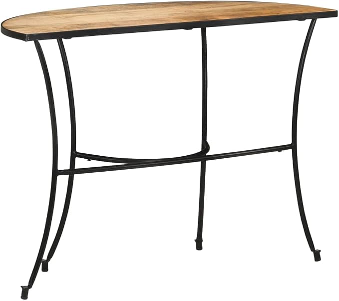 Half-Circle Solid Mango Wood Side Table 43.3"x15.7"x30.3" Natural Finish Narrow - Image 5
