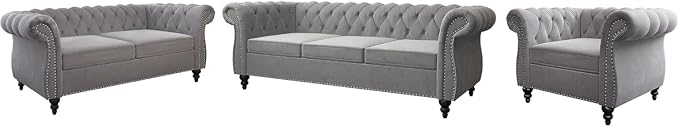 Chesterfield Loveseat Sofa, Modern Velvet Small Sofa Couch 2 Seater - Image 8