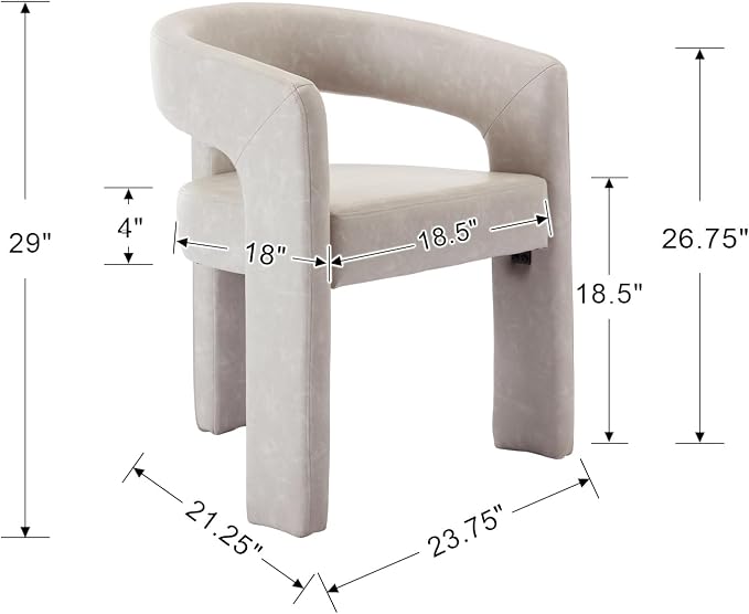 BESTANO Set of 2 Modern PU Leather Upholstered Dining Chairs - Image 3
