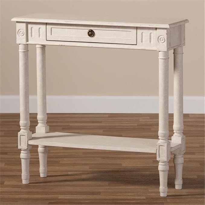 Baxton Studio Ariella Country Cottage Farmhouse Whitewashed 1-Drawer Console - Image 8