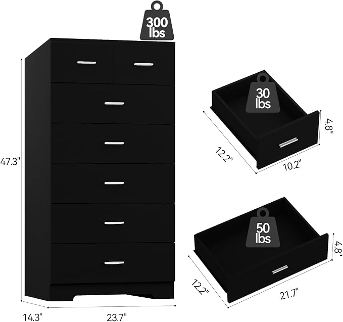 FJTJBSI 47.3" Tall Dresser for Bedroom Chests of Drawers - Image 3