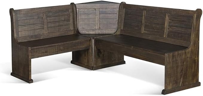 Pemberly Row 3-Piece Farmhouse Wood Breakfast Nook Set - Image 8