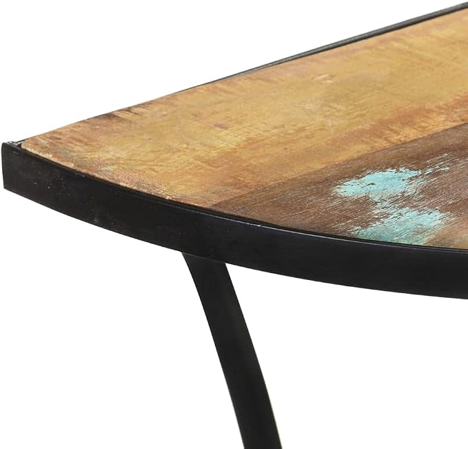 Solid Reclaimed Wood Side Table, Mixed Color Finish, 15.7x43.3x30.3 inch - Image 7