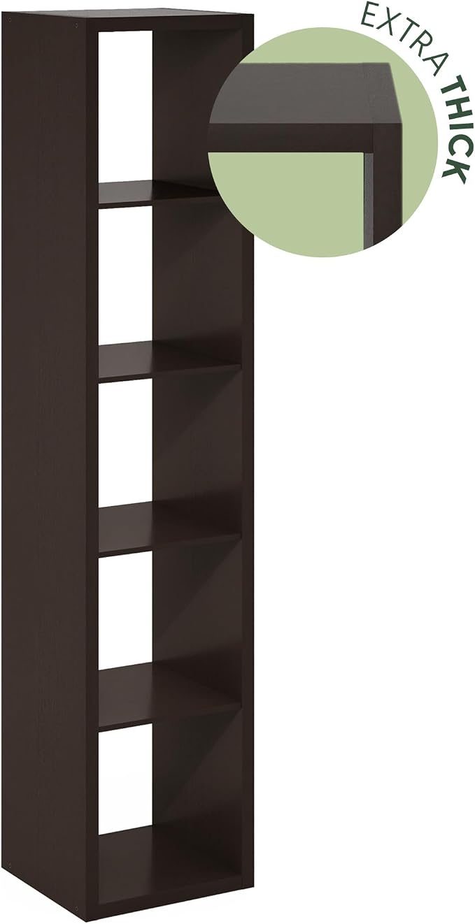 Furinno Cubicle Book Shelf, 5-Cube Bookshelf, Extra Thick Horizontally & - Image 8