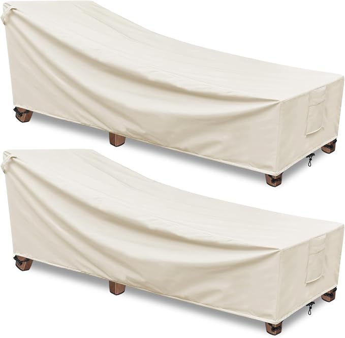 Outdoor Chaise Lounge Covers Waterproof Patio Lounge Chair Covers, 600D by GoldenRaindrop