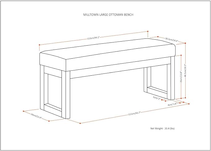SIMPLIHOME Milltown Large Ottoman Bench - Image 3
