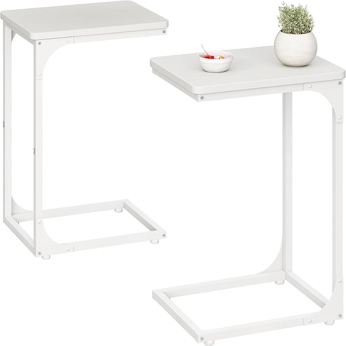 QEEIG C Table Side Table Set of 2 Living Room Sets C Shaped Couch Tray End by QEEIG