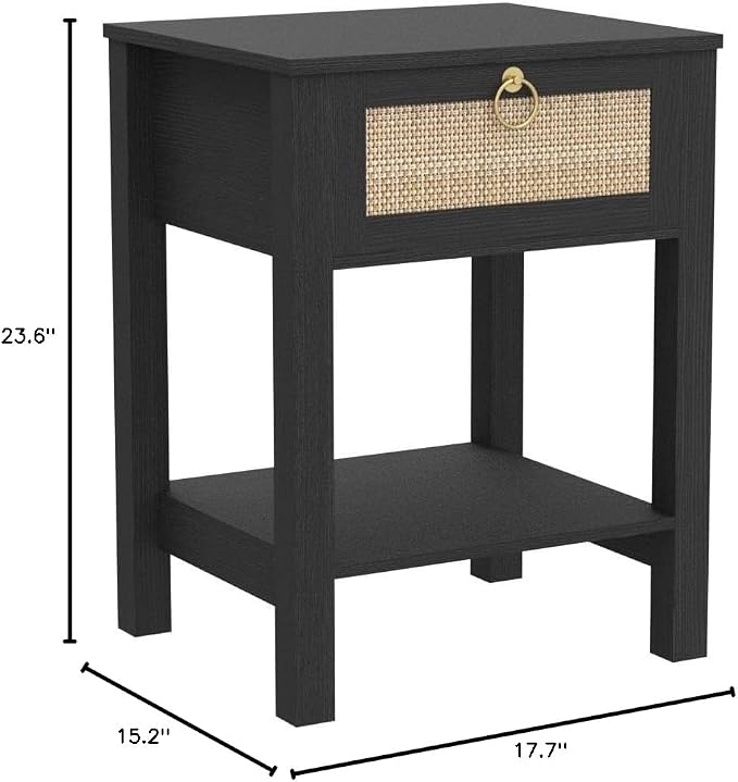 SICOTAS Rattan Nightstand Set of 2, Rattan Decor Drawer - Image 2