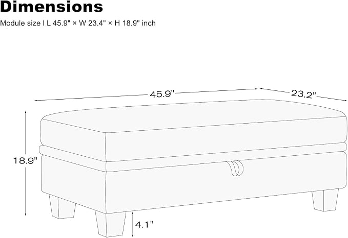 Belffin Fabric Large Ottoman - Image 3