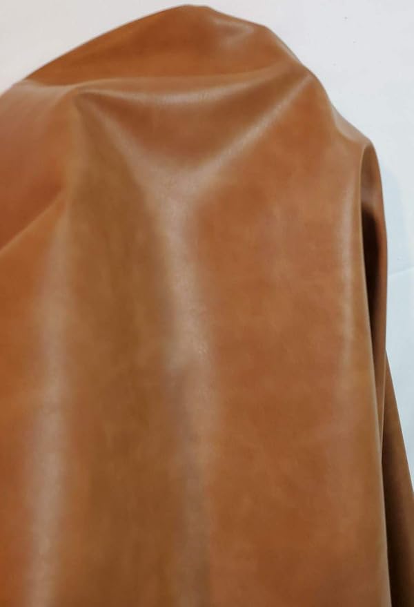 NAT Leathers | Tan Cognac Soft Faux Vegan Leather PU | 4 Yards Cut by the Yard - Image 4