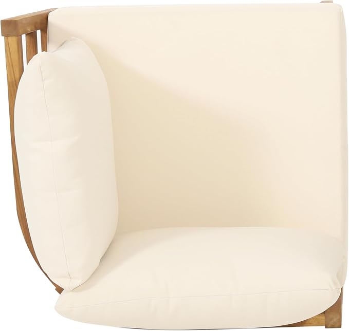 Merax 4 Piece Rattan Sofa Paito Conversation Set, All-Weather Acacia Wood - Image 5