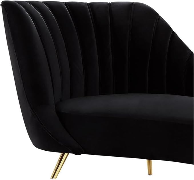 Home Square 2-Piece Set with Velvet Accent Chair and Chaise in Black and Gold - Image 8