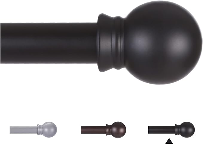 Thestoa Curtain Rods for Windows 48 to 84-92 inch, 5/8" Matte Black Curtain Rod by Thestoa