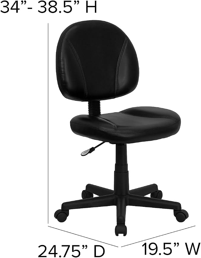Flash Furniture Ronald Mid-Back Black LeatherSoft Swivel Ergonomic Task Office - Image 3