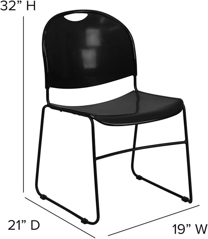 Flash Furniture HERCULES Series 880 lb. Capacity Black Ultra-Compact Stack Chair - Image 3