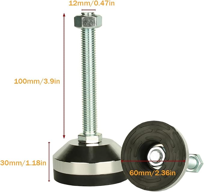 Heavy Duty Leveling Screw Leg, Leg Leveler 2.36" Dia Base, Adjustable Leveling - Image 3