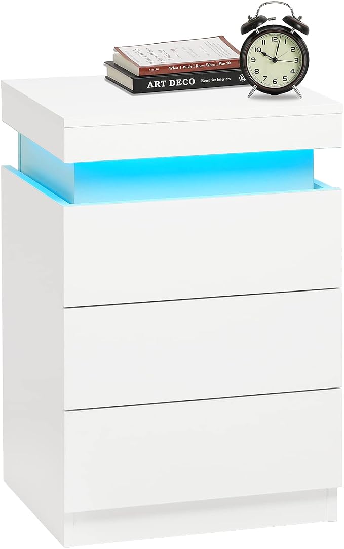 ADORNEVE Nightstand with Charging Station and LED Lights, Night Stand with - Image 9
