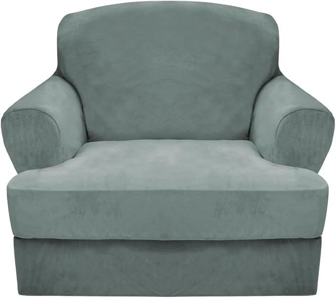 CUCRAF T Cushion Sofa Cover 2 Piece Armchair Slipcovers, Soft Thick Velvet by CUCRAF