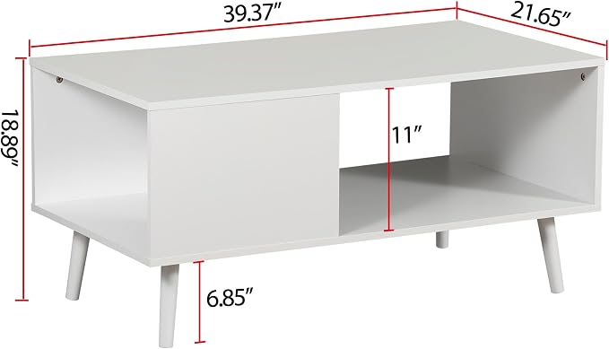 ZenStyle Mid Century Modern Coffee Table, Wooden Retro Coffee Table - Image 3