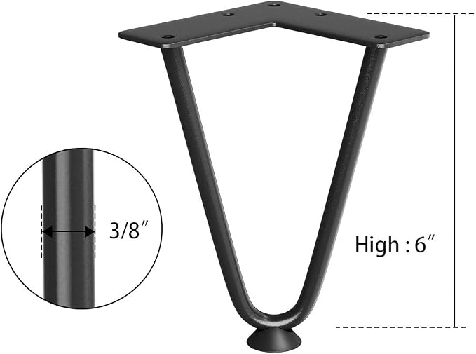 SMARTSTANDARD 6 Inch Heavy Duty Hairpin Furniture Legs, Metal Home DIY Projects - Image 8