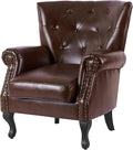 Modern Faux Leather Accent Chair, Upholstered Mid-Century Armchair by LOVSPATIOFURNITURE