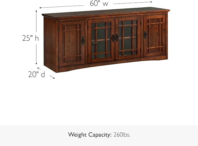 Leick Home 82360 Solid Wood Mission Oak Four Door TV Stand - Image 4