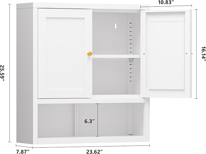 YAUWOH Metal Bathroom Storage Cabinet, Metal Storage Cabinet - Image 2