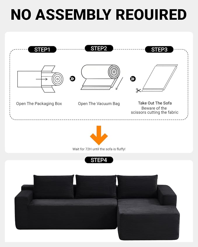97" Cloud Sectional Couch, Modern Modular Sectional Sofa - Image 4